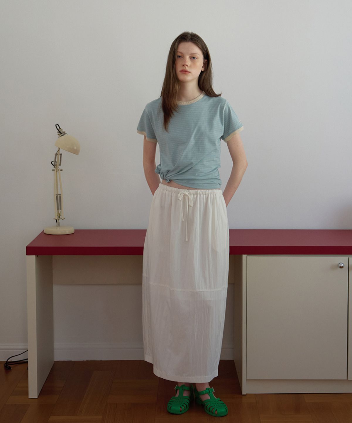 벗튼(BUT'TON) Banding Midi Skirt (Ivory)