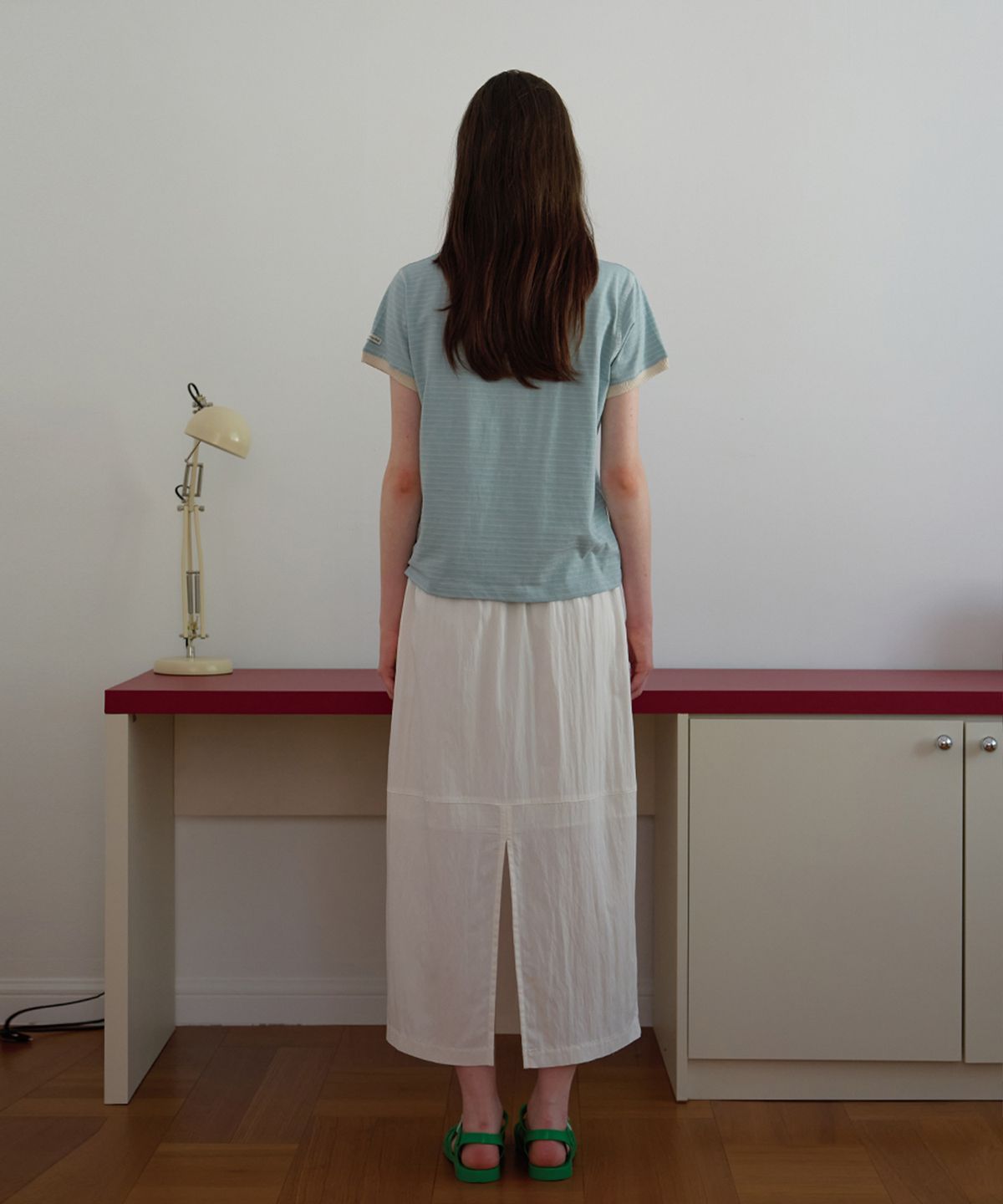 벗튼(BUT'TON) Banding Midi Skirt (Ivory)