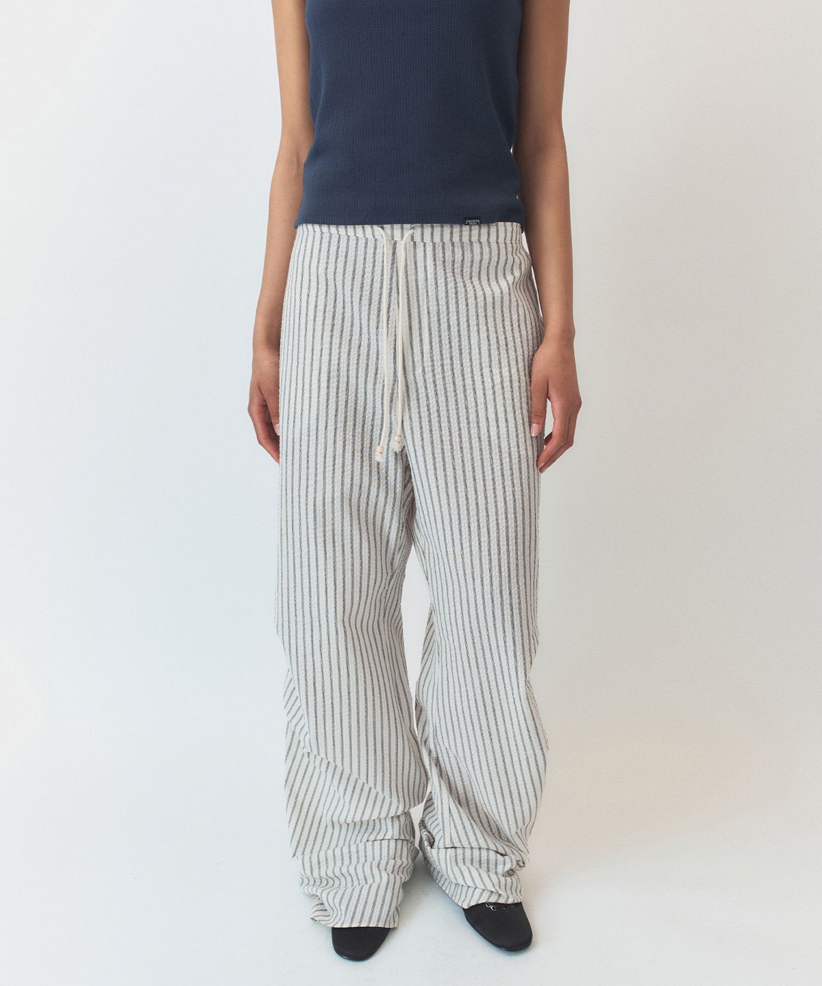 시메트릭 퍼센트(SYMMETRICPERCENT) Stripe Easy Pants / Ivory