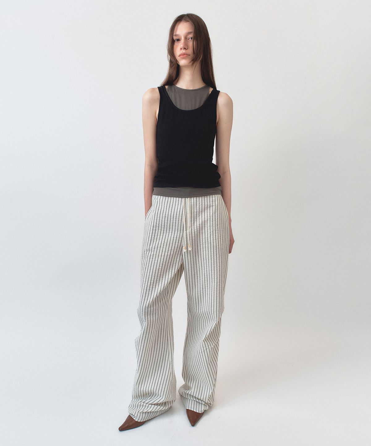 시메트릭 퍼센트(SYMMETRICPERCENT) Stripe Easy Pants / Ivory