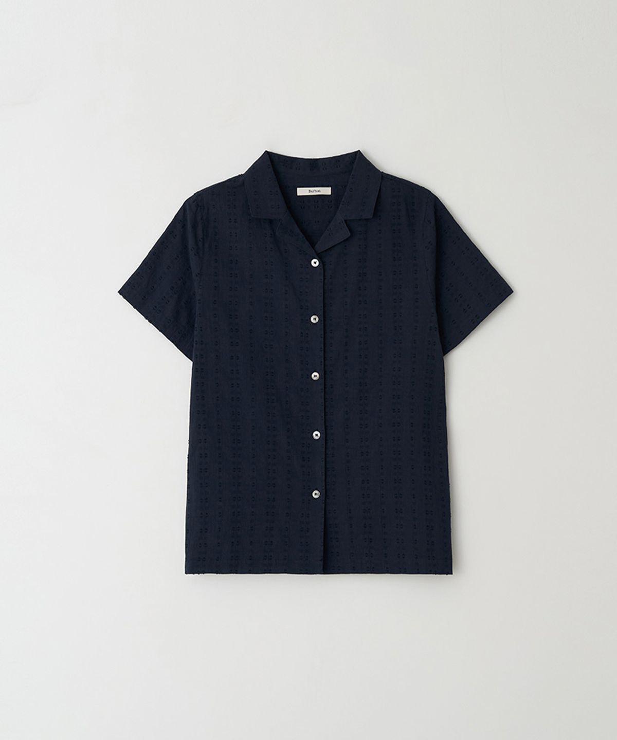 벗튼(BUT'TON) Lace Open Collar Shirts (Navy)