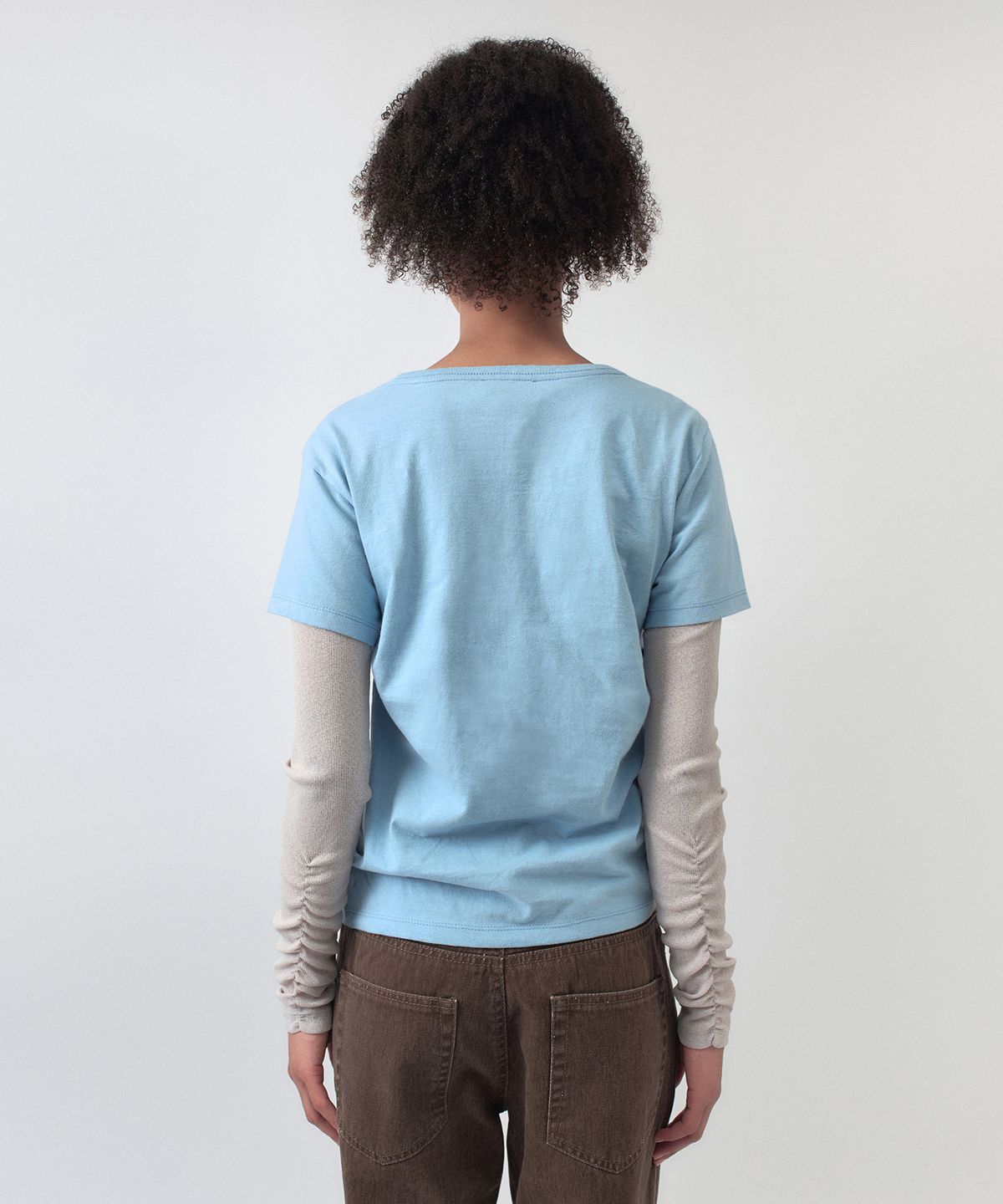 시메트릭 퍼센트(SYMMETRICPERCENT) Pinch Cotton T-shirt / Sky Blue