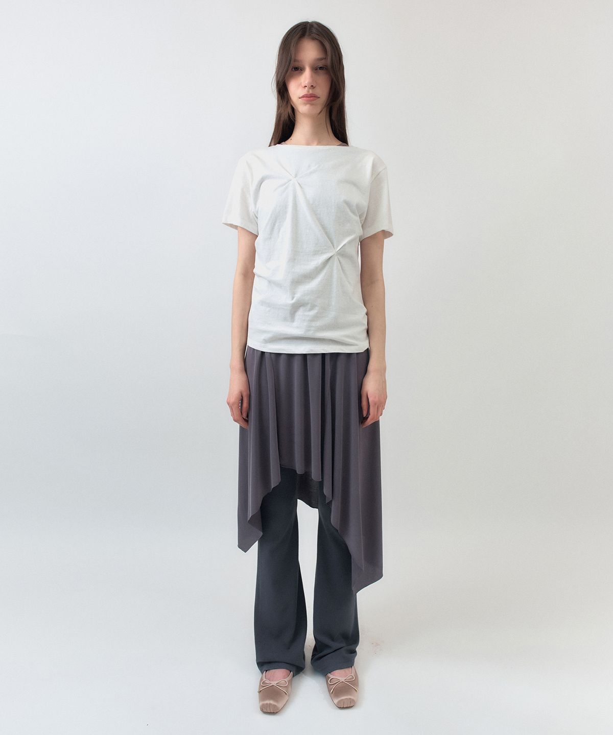 시메트릭 퍼센트(SYMMETRICPERCENT) Pinch Cotton T-shirt / Ivory