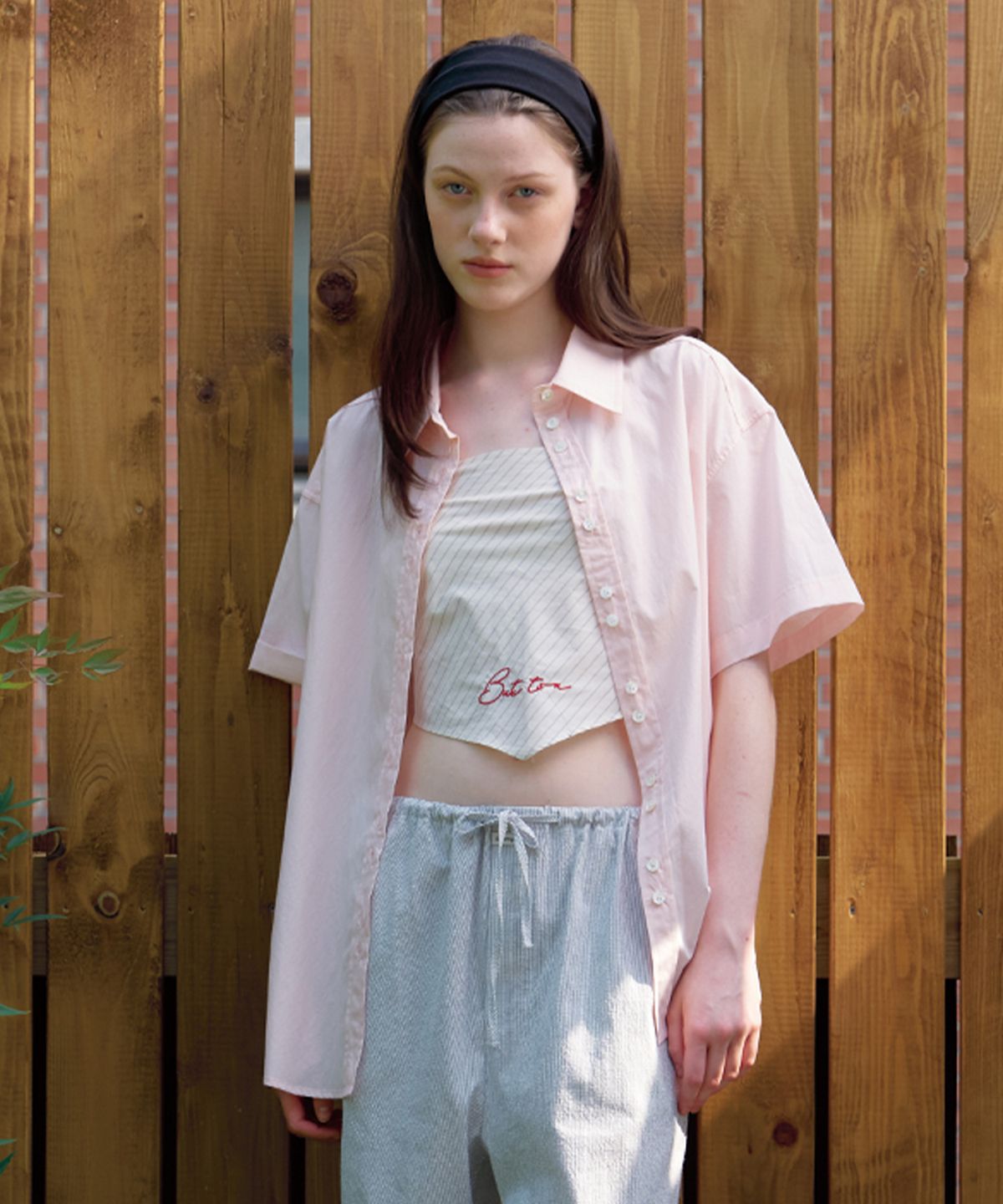 벗튼(BUT'TON) Tencel Two Button Shirts (BabyPink)