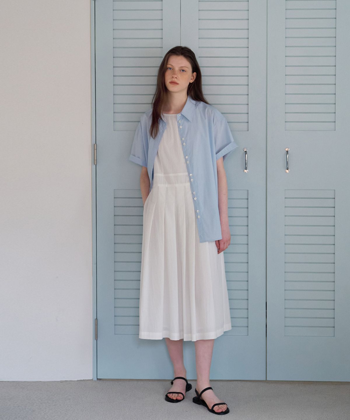 벗튼(BUT'TON) Tencel Two Button Shirts (SkyBlue)
