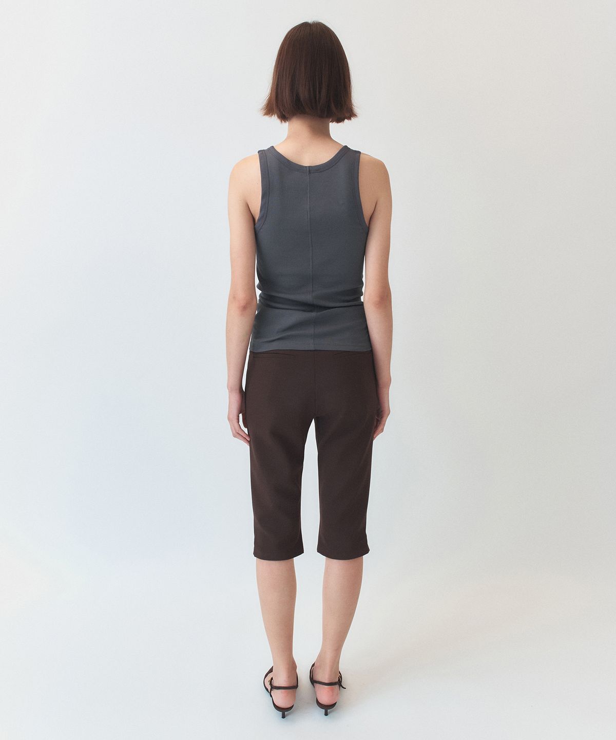 시메트릭 퍼센트(SYMMETRICPERCENT) Chiffon Rib Jersey Sleeveless / Charcoal