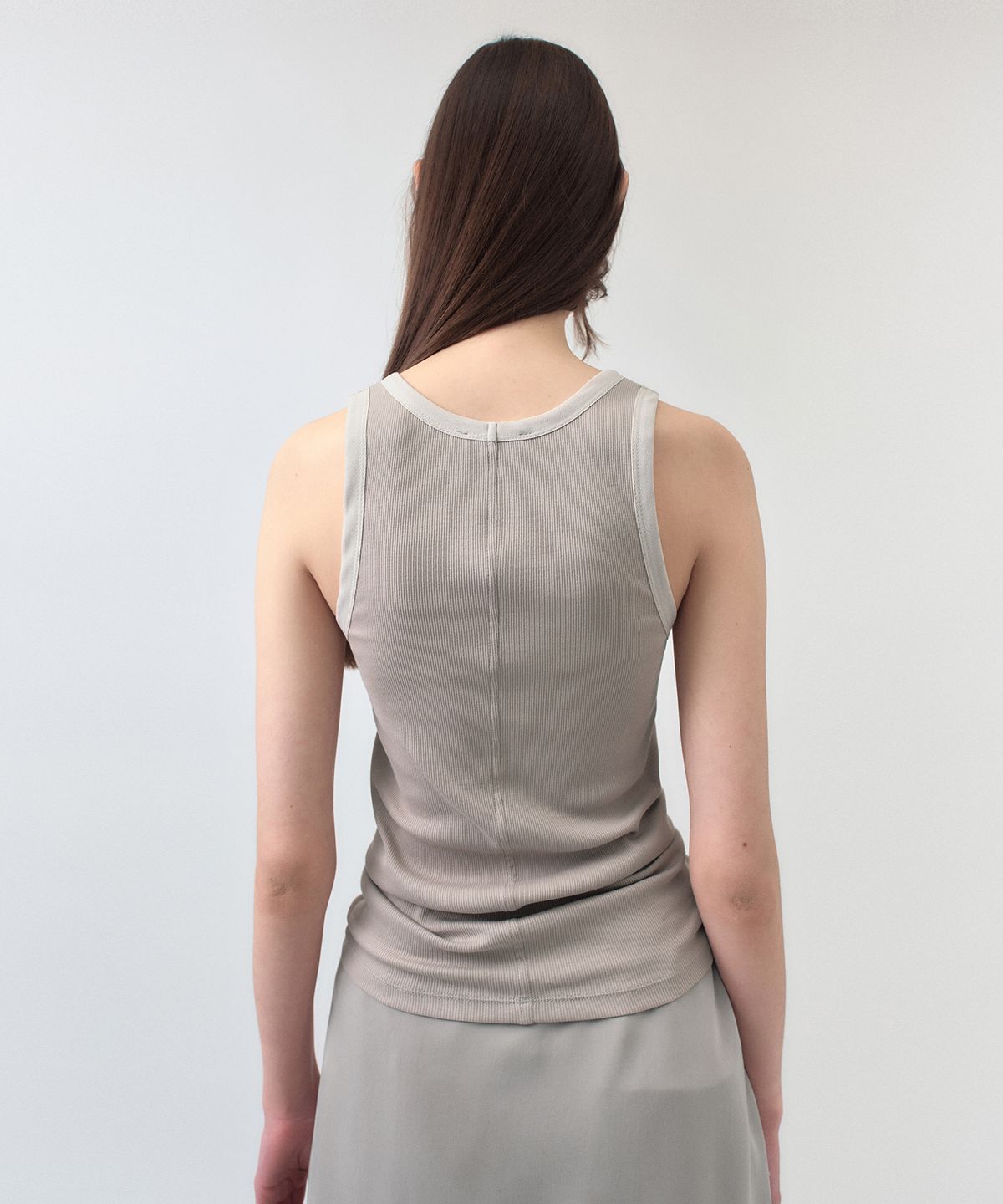 시메트릭 퍼센트(SYMMETRICPERCENT) Chiffon Rib Jersey Sleeveless / Beige