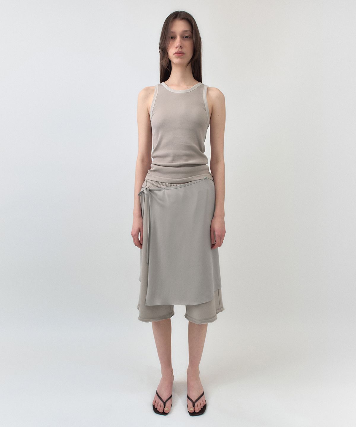 시메트릭 퍼센트(SYMMETRICPERCENT) Chiffon Rib Jersey Sleeveless / Beige