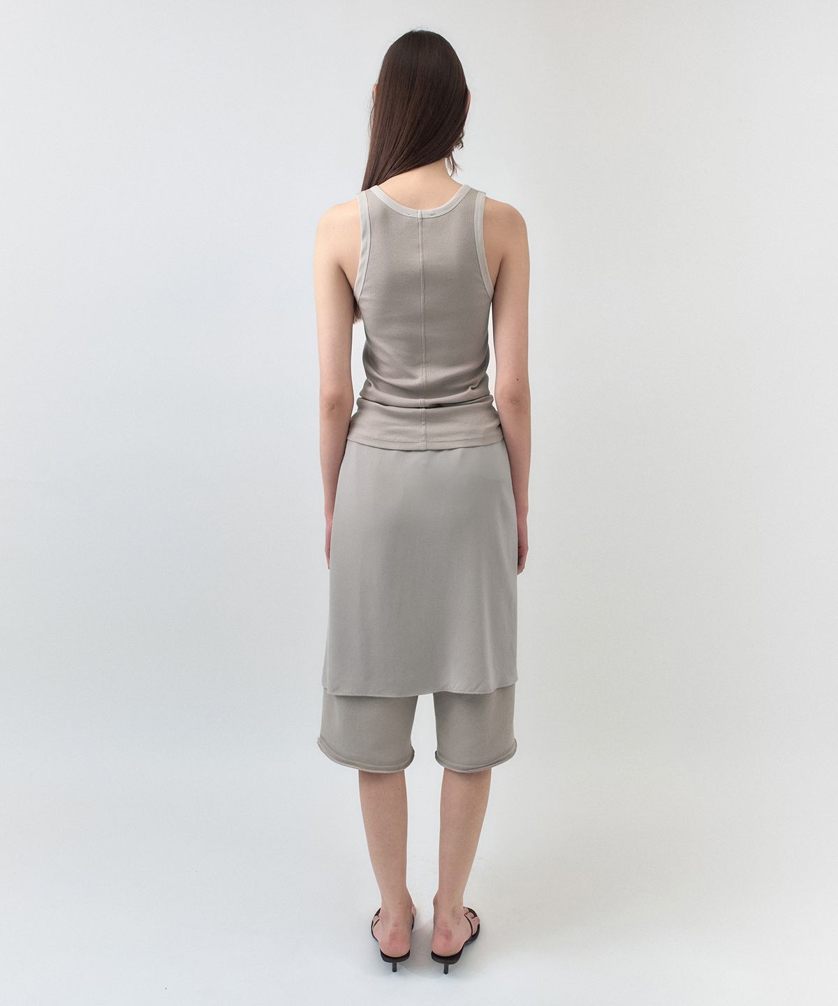 시메트릭 퍼센트(SYMMETRICPERCENT) Chiffon Rib Jersey Sleeveless / Beige
