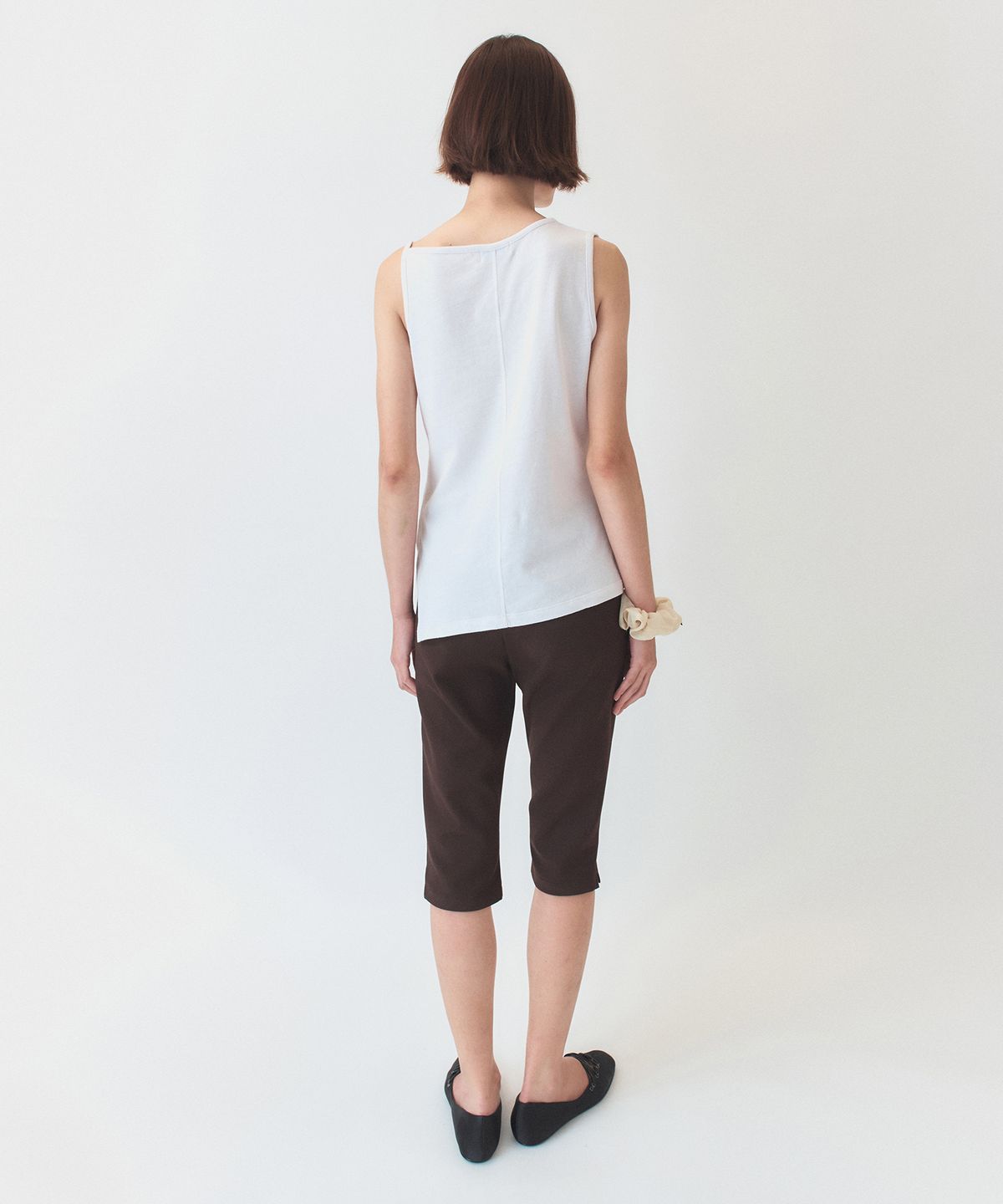 시메트릭 퍼센트(SYMMETRICPERCENT) Cotton Linen Unbalanced Top / White