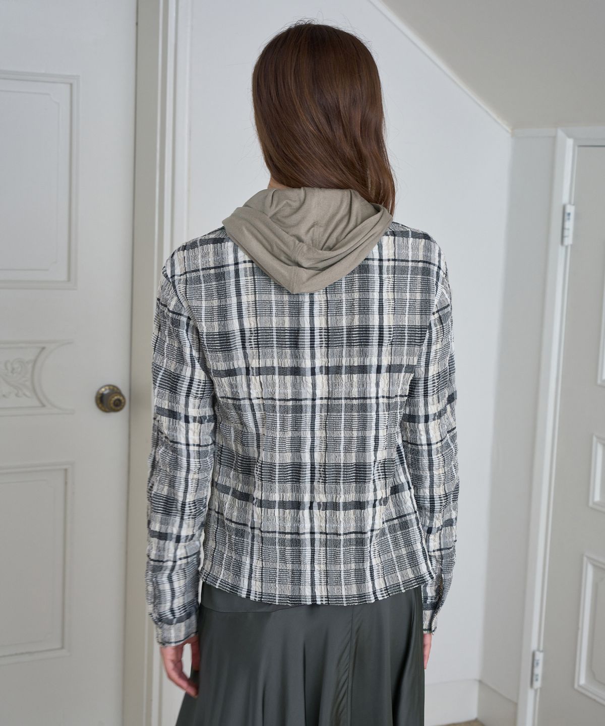 시메트릭 퍼센트(SYMMETRICPERCENT) Crinkle Check Shirt / Yellow