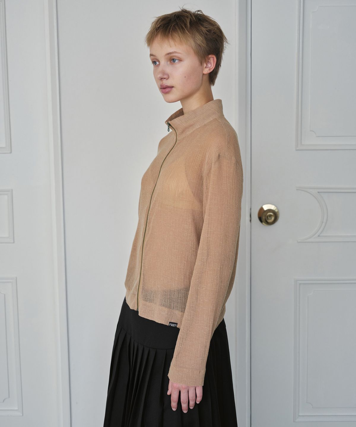 시메트릭 퍼센트(SYMMETRICPERCENT) Light Crinkle Jumper / Peach Beige