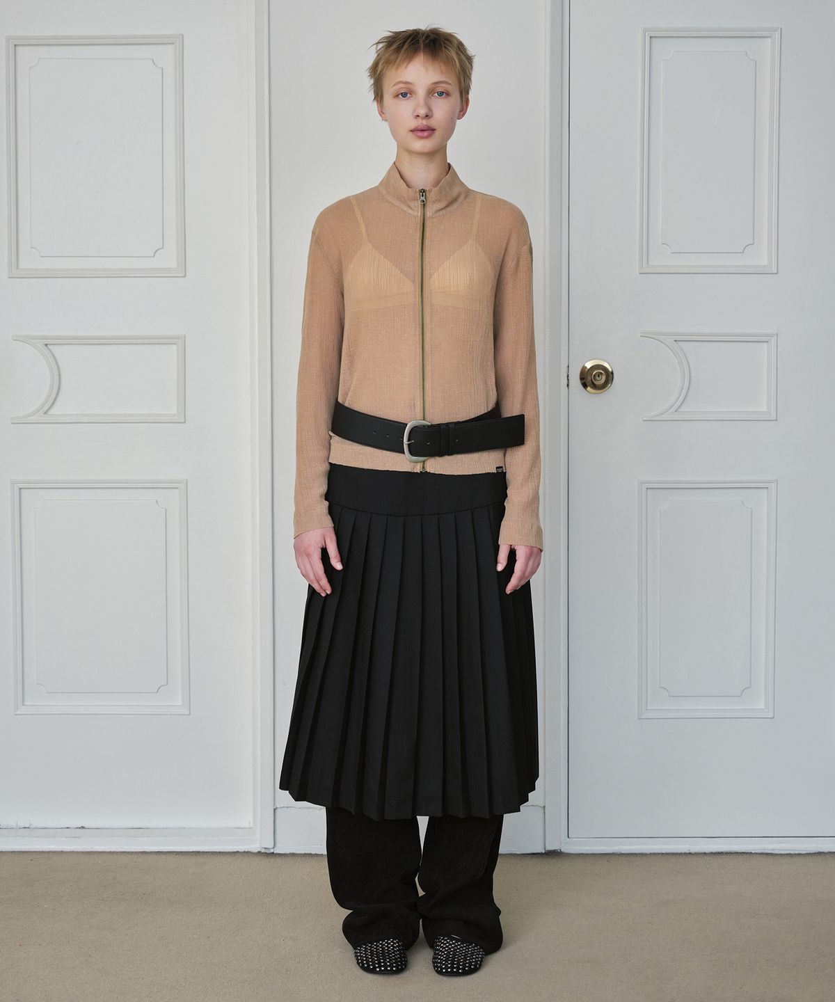 시메트릭 퍼센트(SYMMETRICPERCENT) Light Crinkle Jumper / Peach Beige