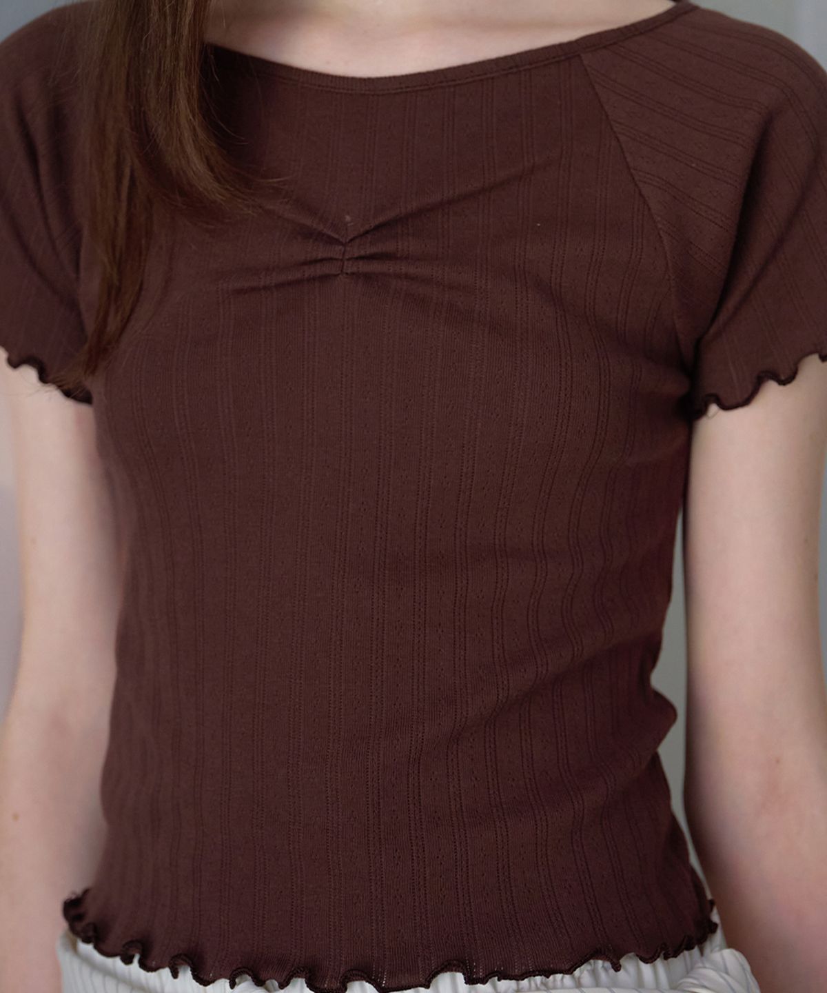 벗튼(BUT'TON) Punching Lace T-Shirts (Brown)