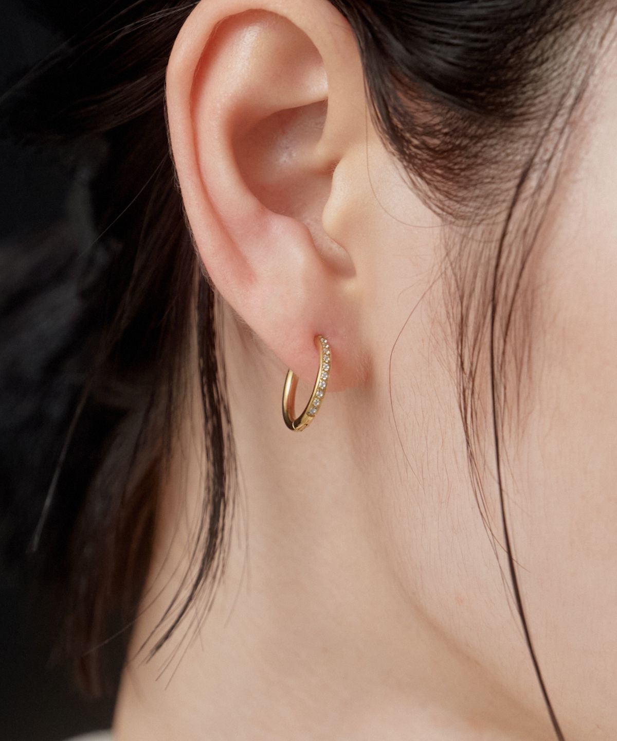 노비스도쿄(NOVICE TOKYO) CZ 후프 피어스 써지컬 CZ Hinged Hoop Pierce Stainless / Gold