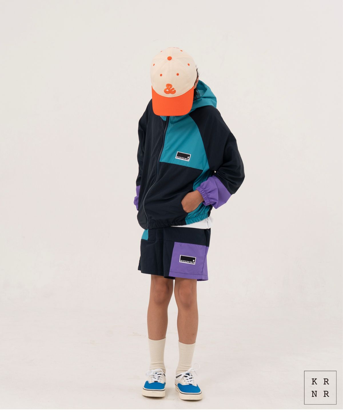 쿠르나르(KRNR) 쿨 컬러 블록 윈드브레이커+쇼츠