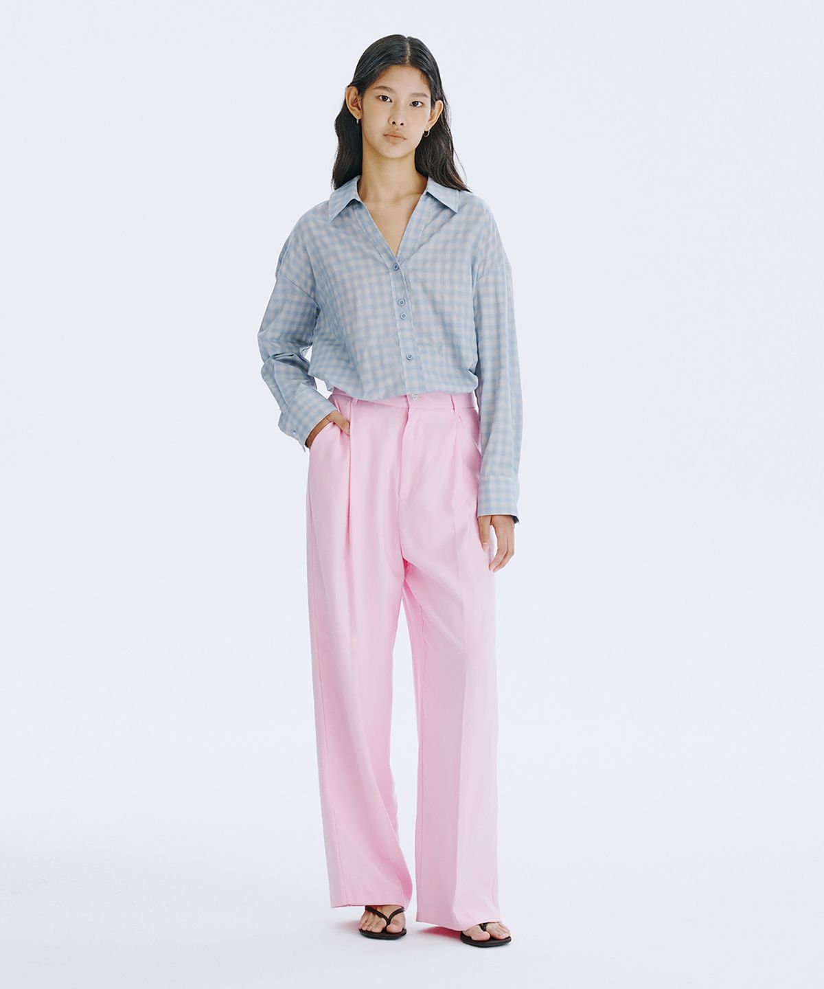 분더캄머(WNDERKAMMER) 80S CP V-neck Shirts_Blue