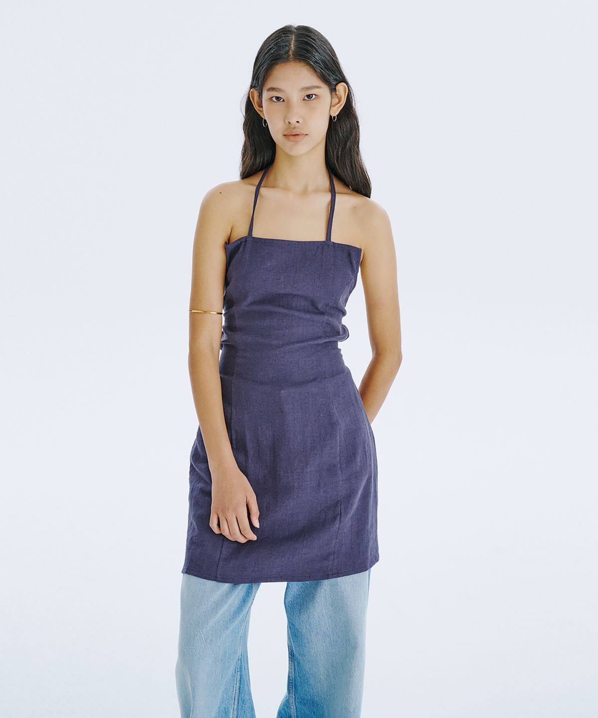 분더캄머(WNDERKAMMER) Strap Mini Dress_Navy