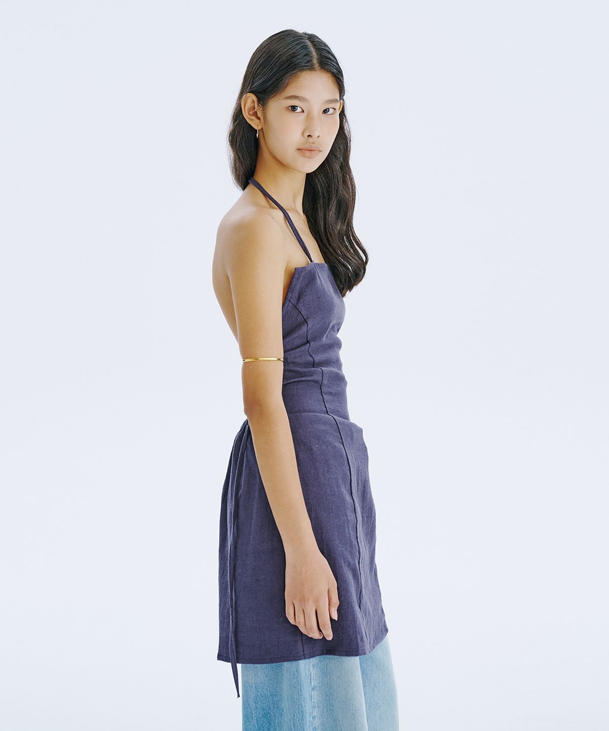 분더캄머(WNDERKAMMER) Strap Mini Dress_Navy