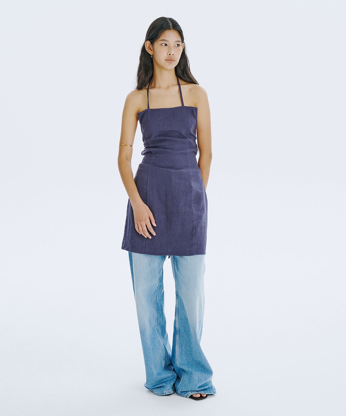 분더캄머(WNDERKAMMER) Strap Mini Dress_Navy
