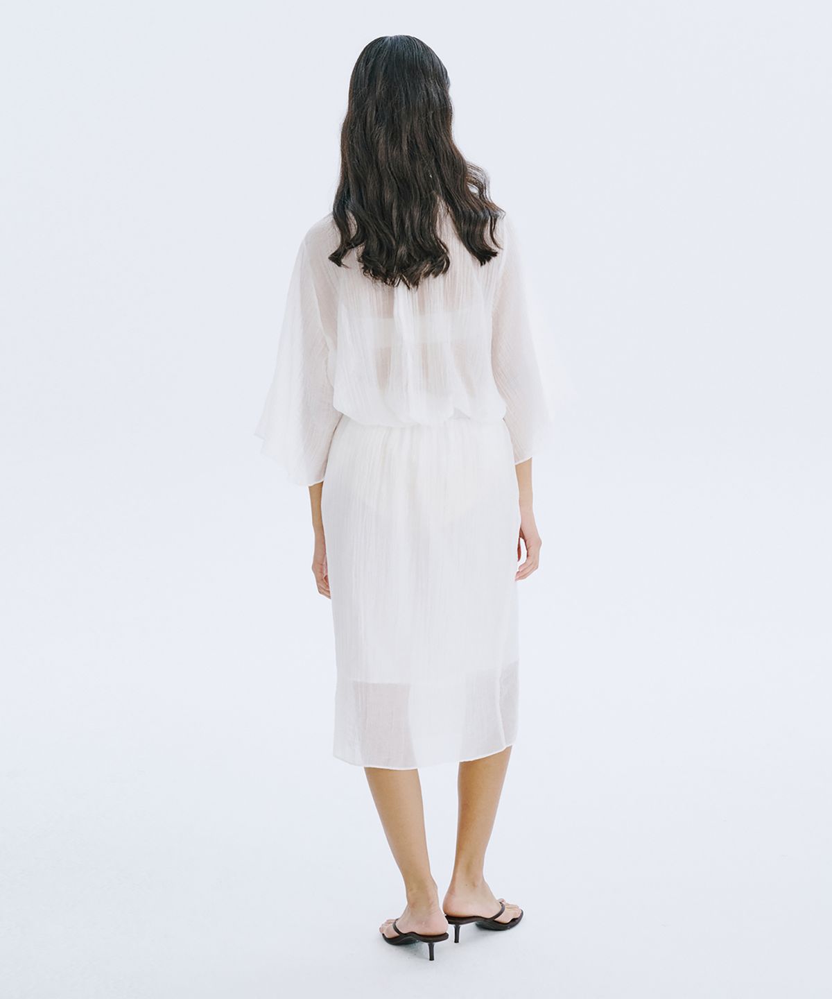 분더캄머(WNDERKAMMER) Sheer Banding Skirt_White