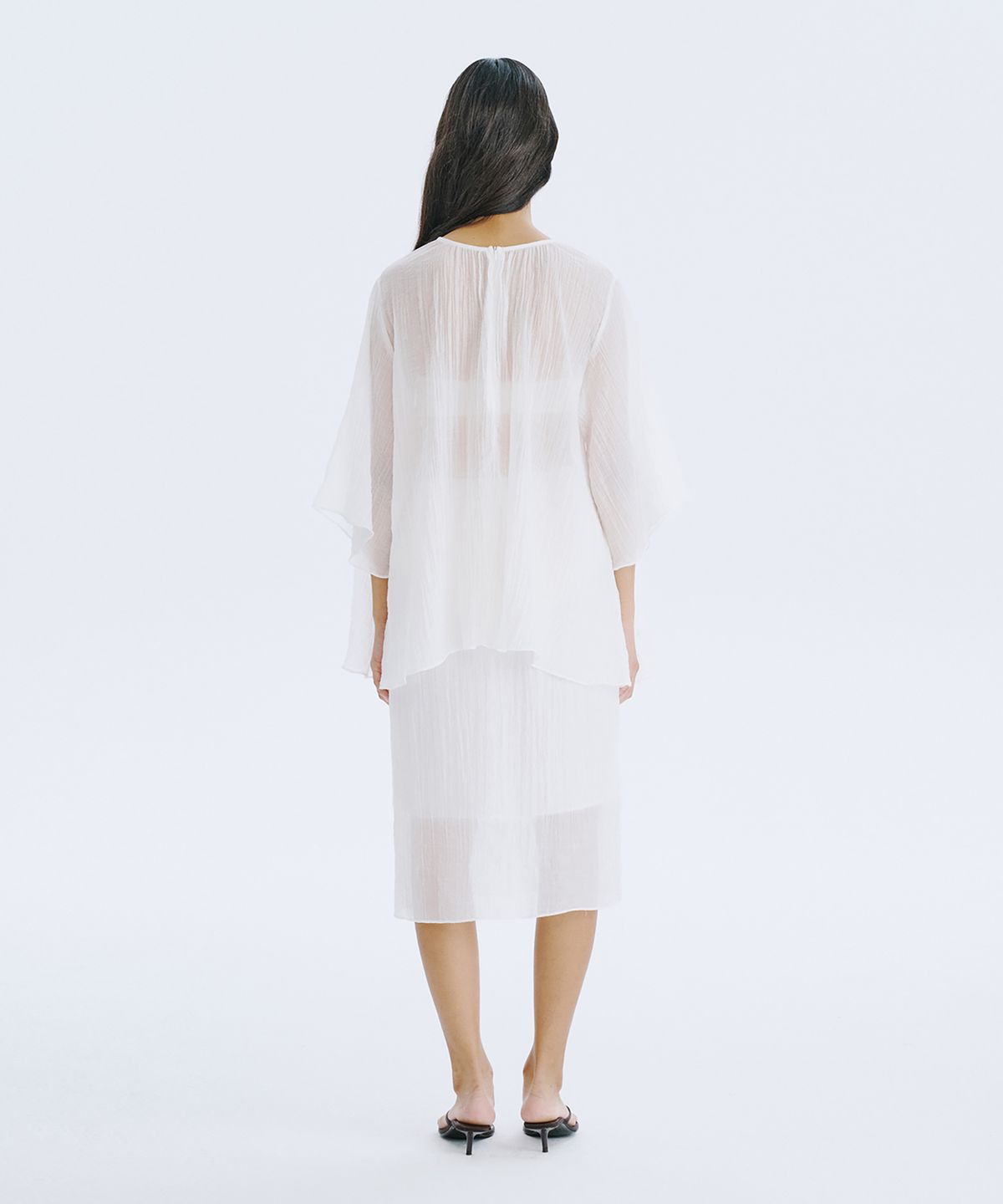 분더캄머(WNDERKAMMER) Sheer Banding Skirt_White