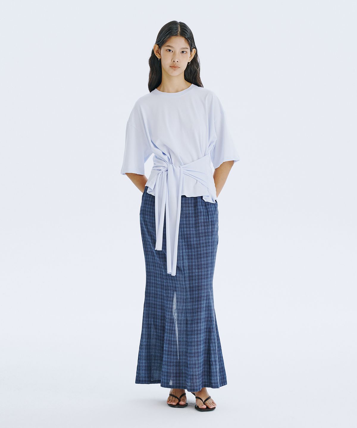 분더캄머(WNDERKAMMER) Waist Tied T_Light Blue