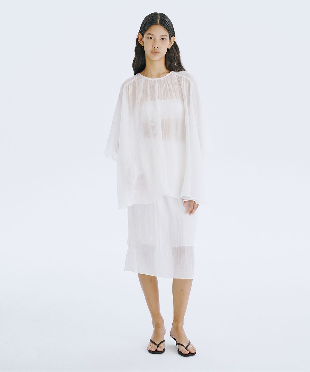 분더캄머(WNDERKAMMER) Plisse Blouse_White