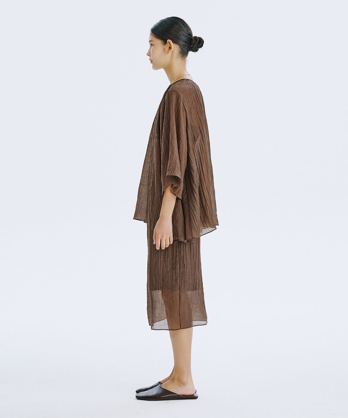 분더캄머(WNDERKAMMER) Plisse Blouse_Brown