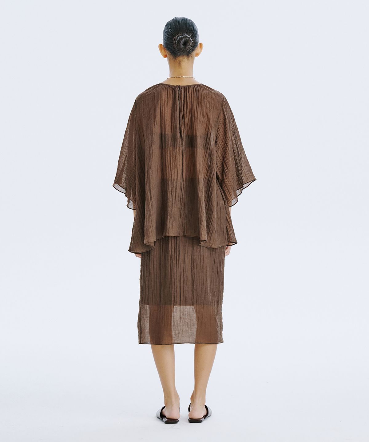 분더캄머(WNDERKAMMER) Plisse Blouse_Brown