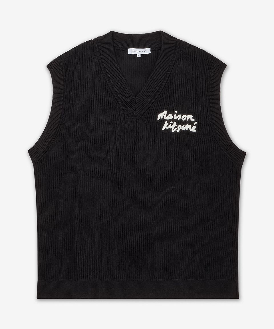 MUSINSA | MAISON KITSUNE Handwriting Logo Vest - Black