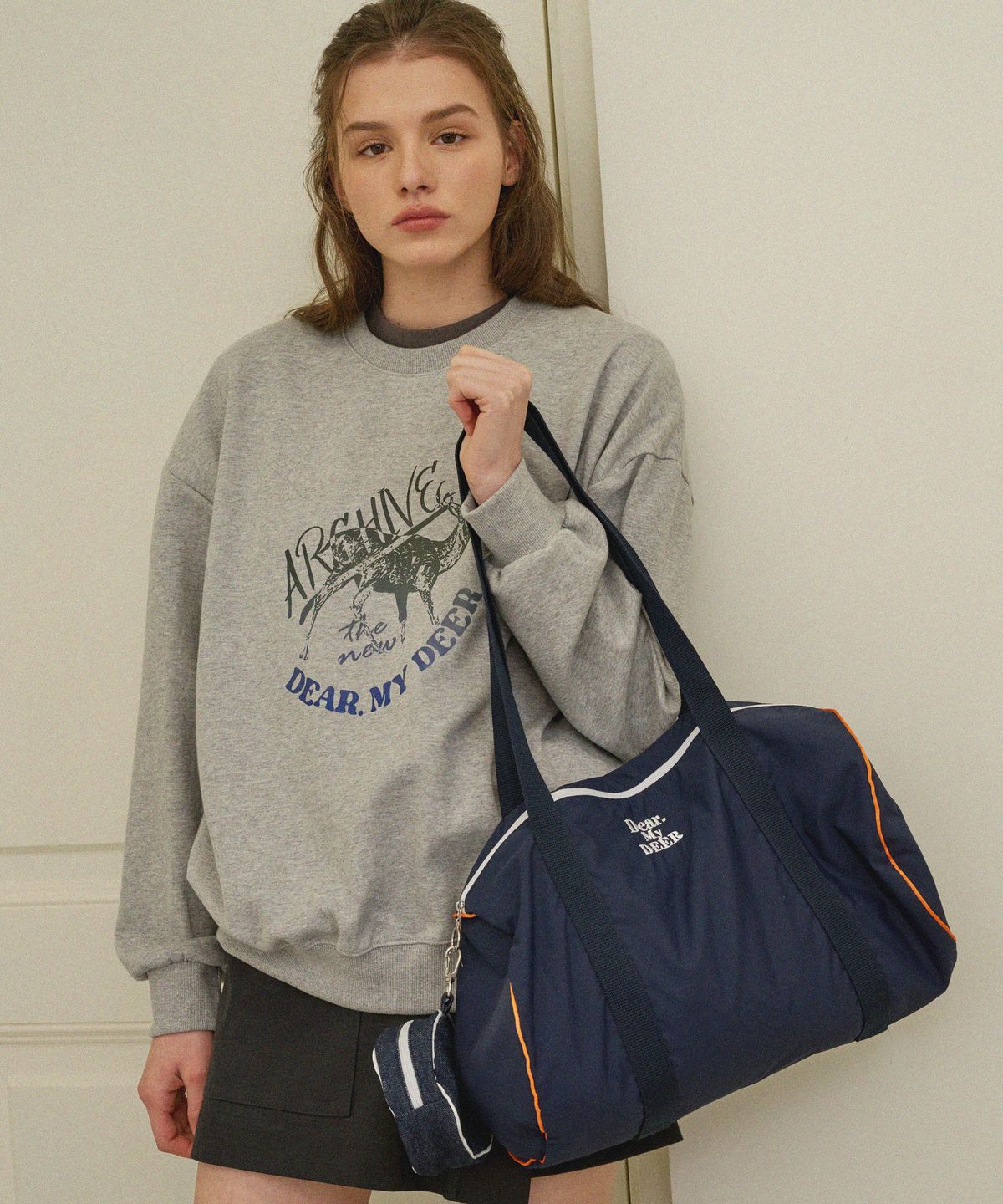 디어마이디어(DEARMYDEER) [Large] Logo sports  duffel Bag_Navy