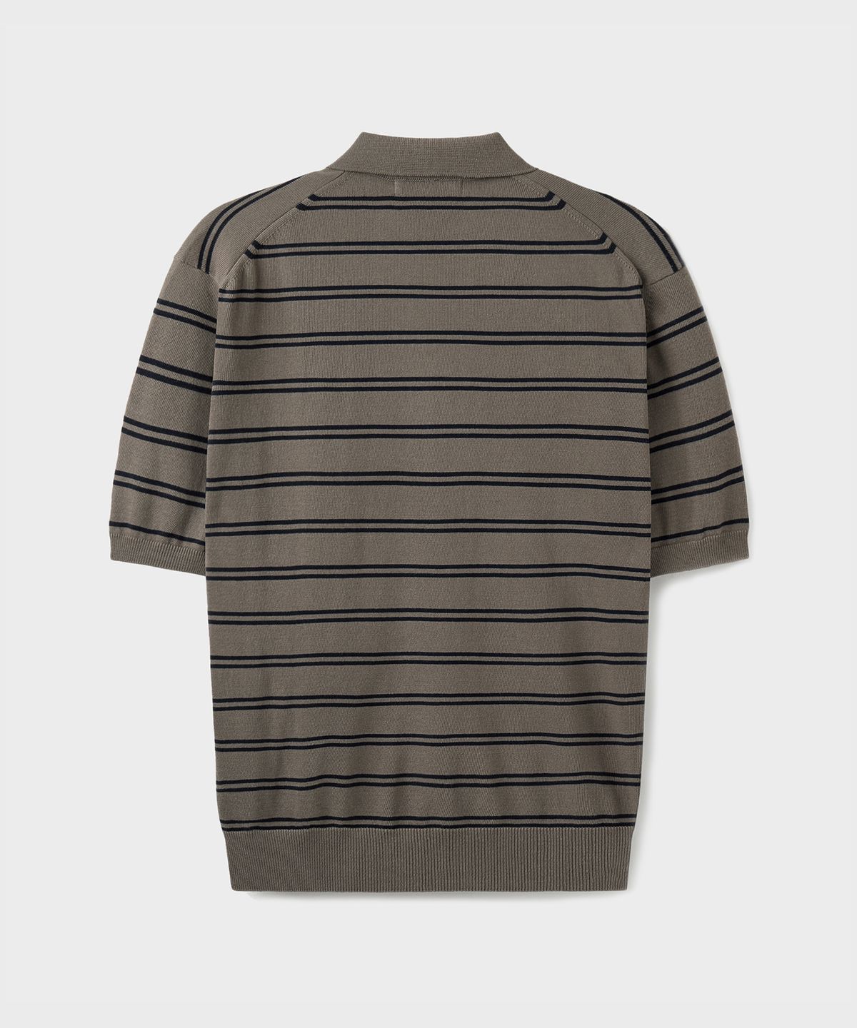브랜디드(BRANDED) HARD TWIST EASY POLO KNIT [TAUPE GRAY STRIPE]