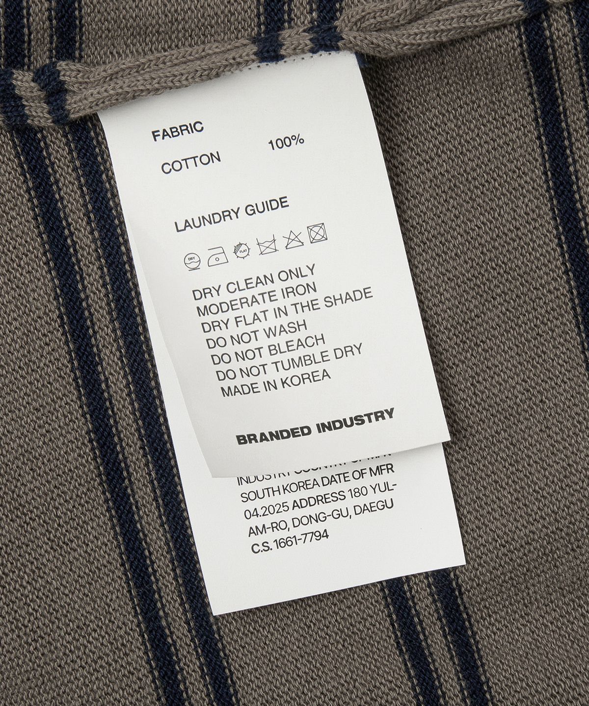 브랜디드(BRANDED) HARD TWIST EASY POLO KNIT [TAUPE GRAY STRIPE]