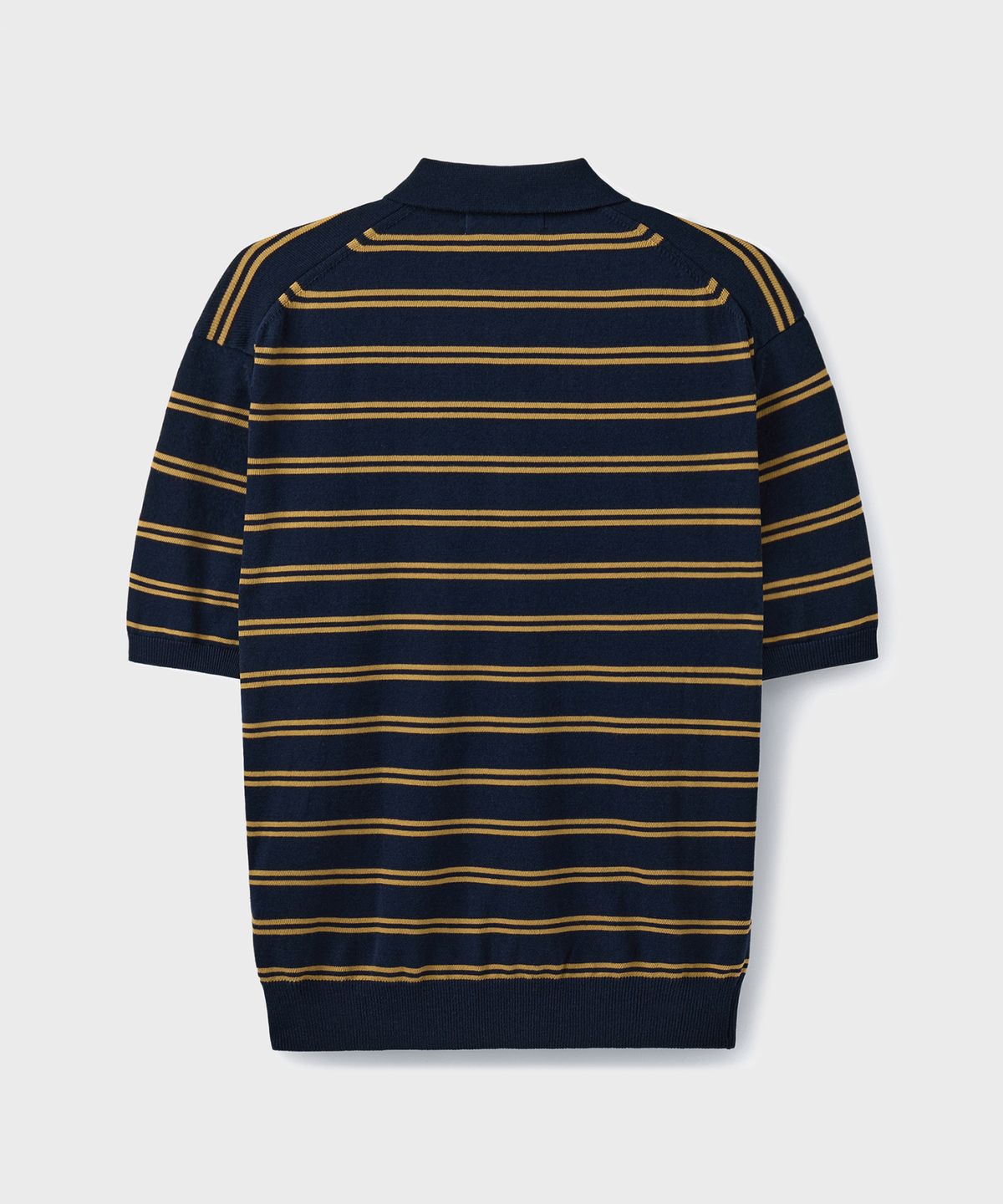 브랜디드(BRANDED) HARD TWIST EASY POLO KNIT [NAVY YELLOW STRIPE]
