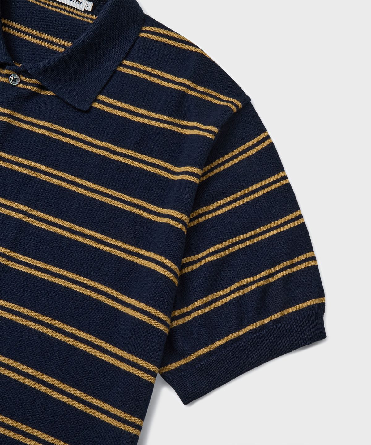 브랜디드(BRANDED) HARD TWIST EASY POLO KNIT [NAVY YELLOW STRIPE]