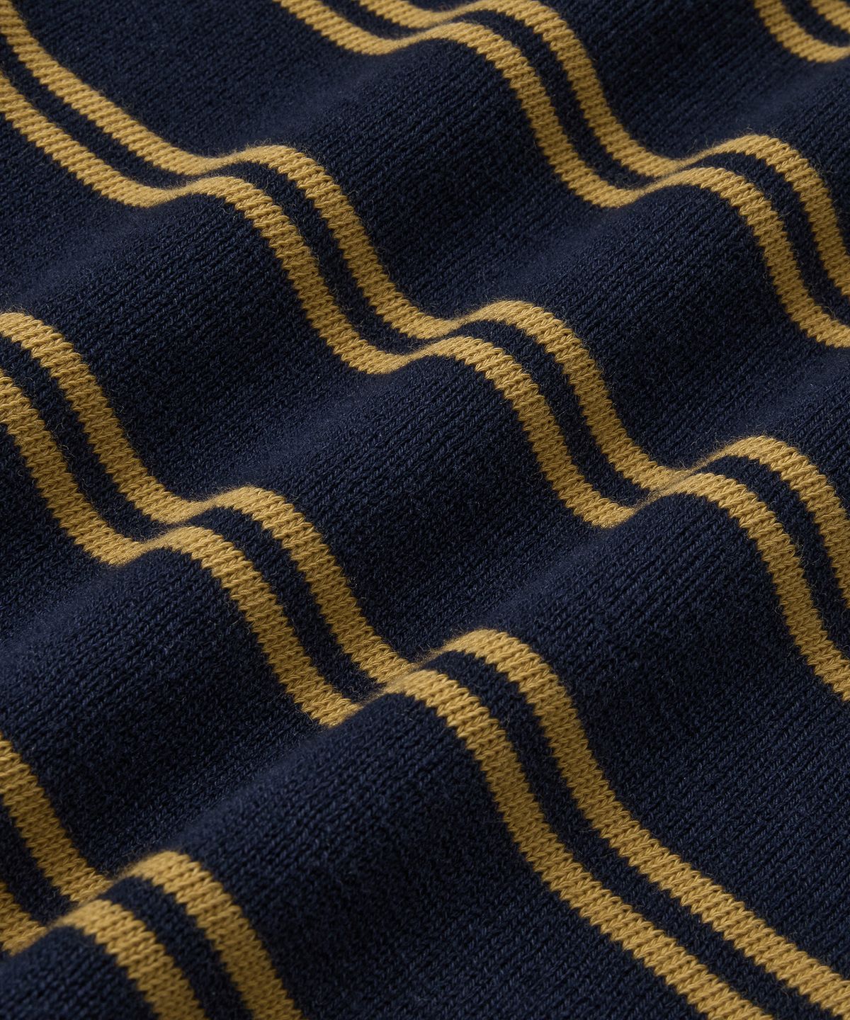 브랜디드(BRANDED) HARD TWIST EASY POLO KNIT [NAVY YELLOW STRIPE]
