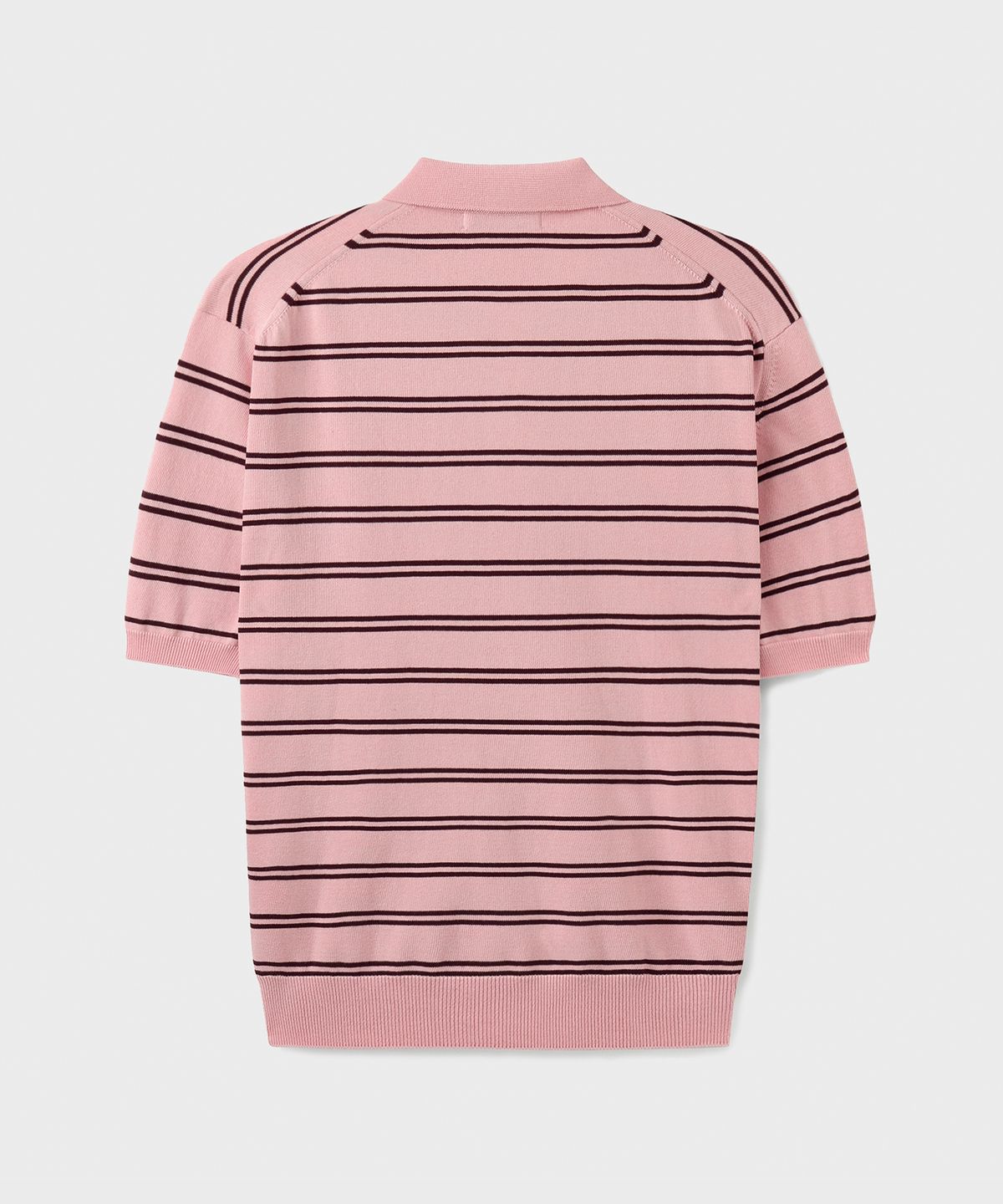 브랜디드(BRANDED) HARD TWIST EASY POLO KNIT [LIGHT PINK STRIPE]
