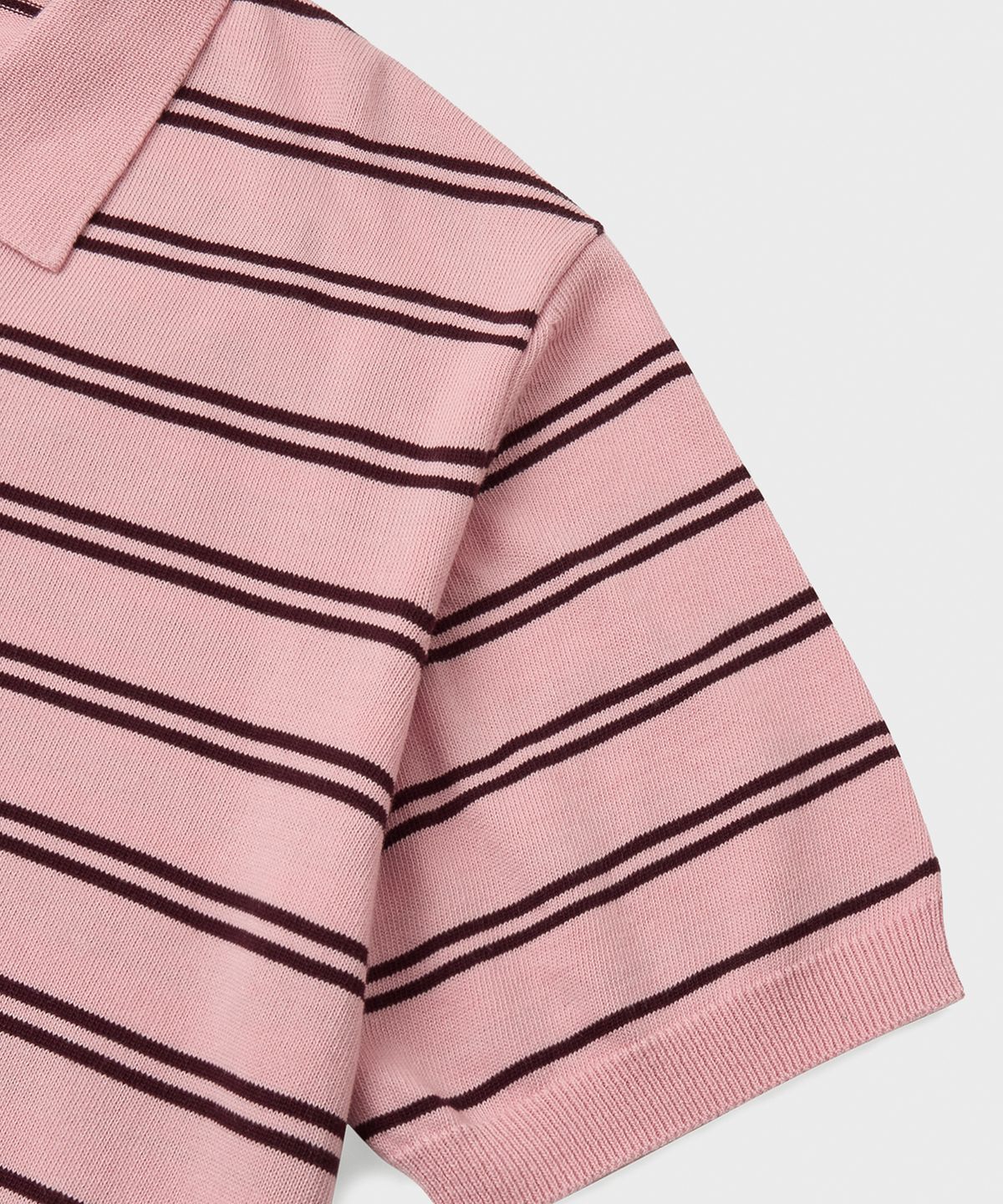 브랜디드(BRANDED) HARD TWIST EASY POLO KNIT [LIGHT PINK STRIPE]