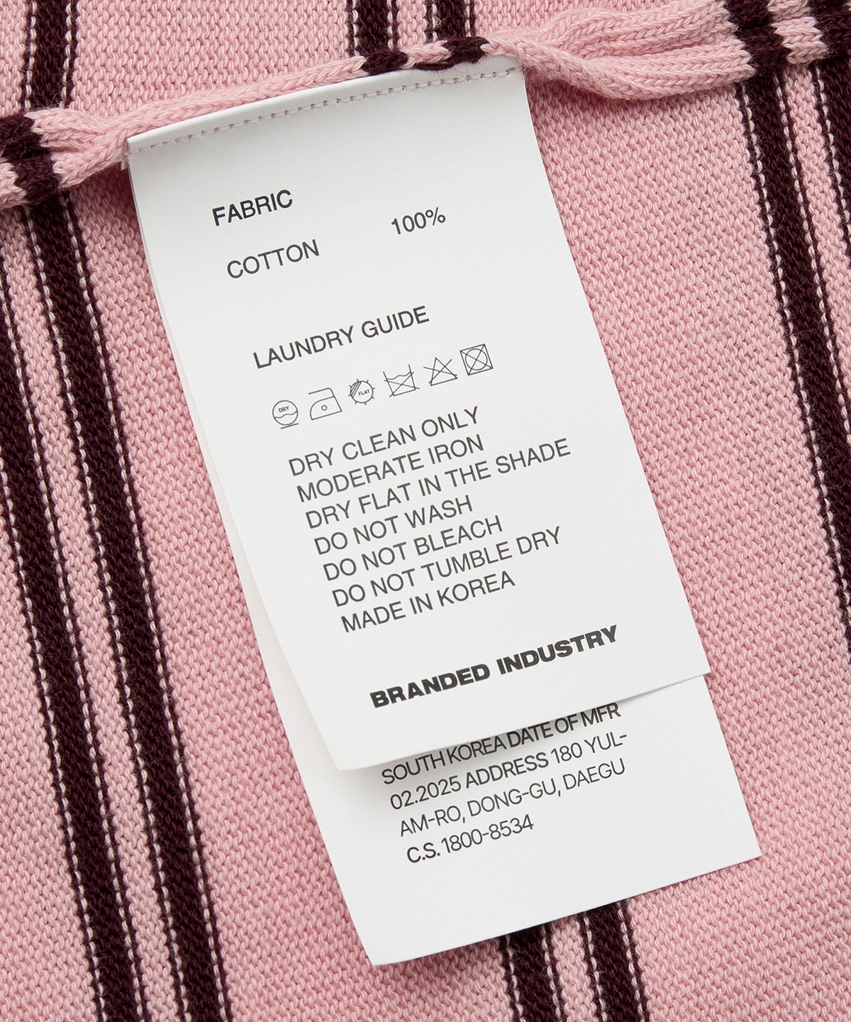 브랜디드(BRANDED) HARD TWIST EASY POLO KNIT [LIGHT PINK STRIPE]