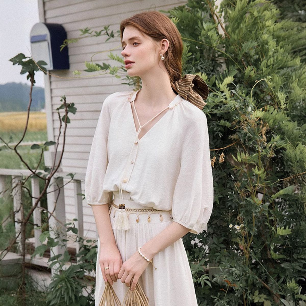 웬스데이딜라잇(WEDNESDAY DELIGHT) WD_Vacation lantern sleeve dress