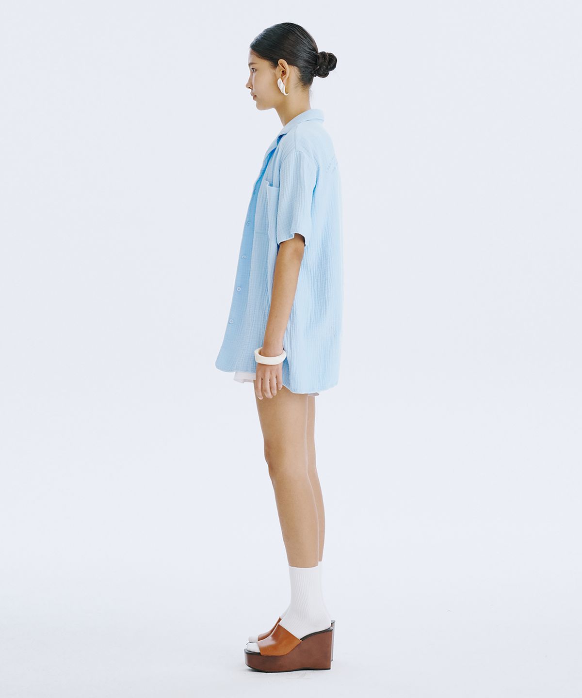 분더캄머(WNDERKAMMER) SWAN half shirt_Light Blue