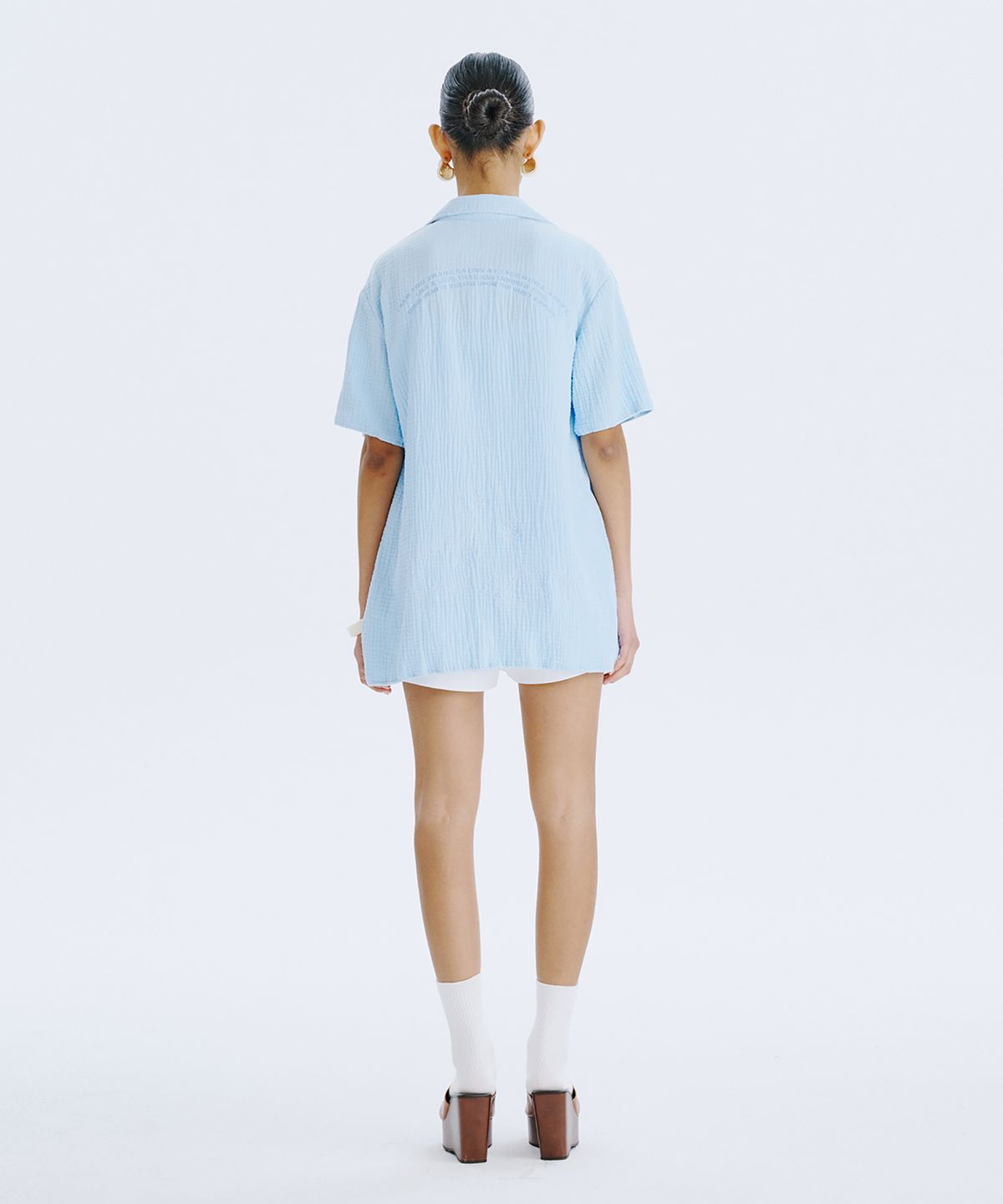 분더캄머(WNDERKAMMER) SWAN half shirt_Light Blue