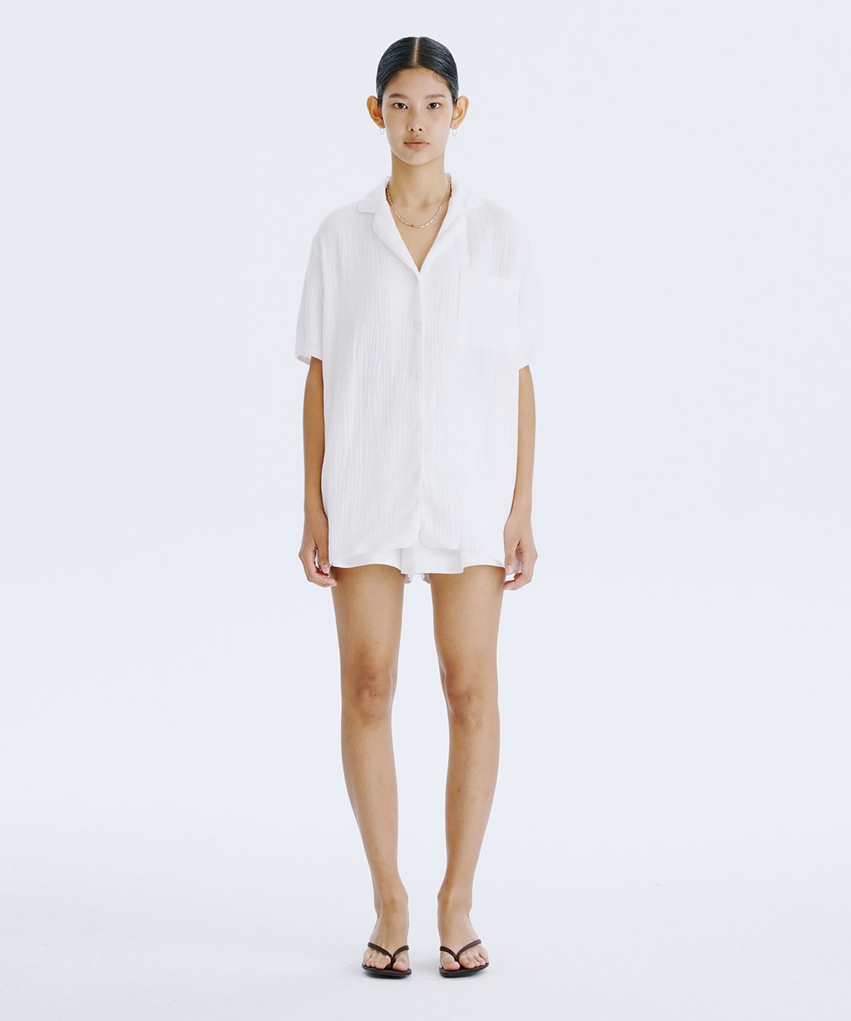 분더캄머(WNDERKAMMER) SWAN half shirt_White