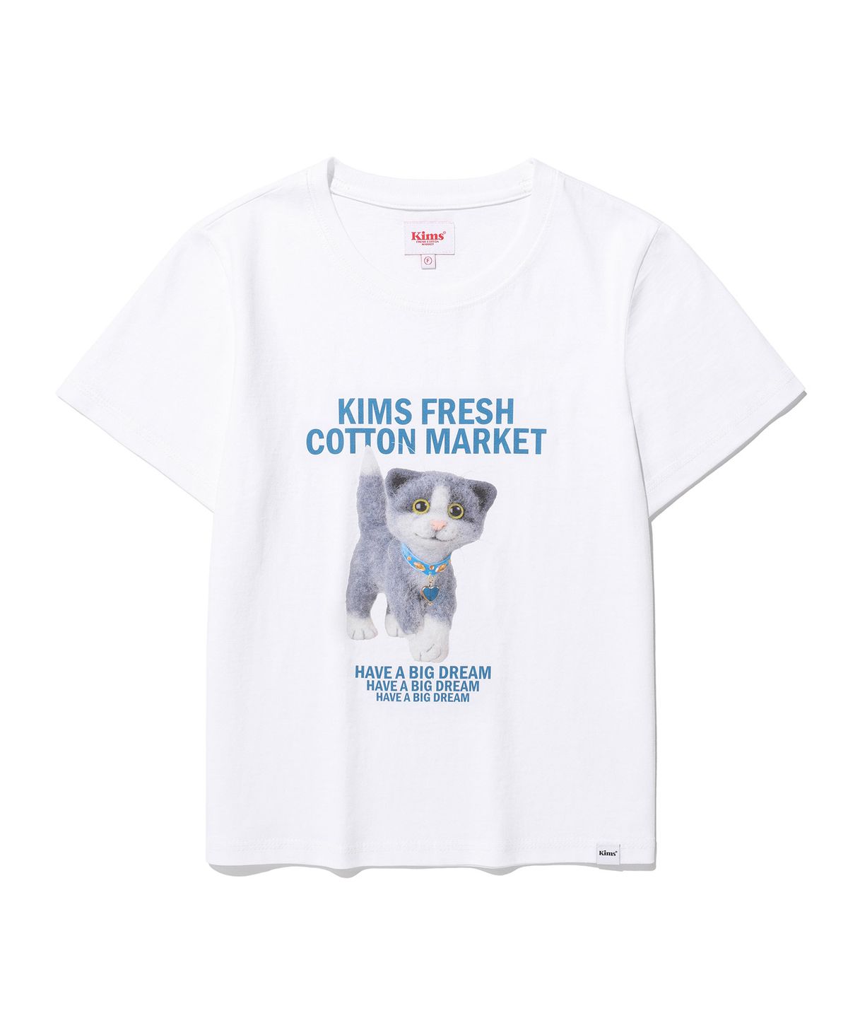 킴스 프레시 코튼 마켓(KIMS FRESH COTTON MARKET) (Unisex) Mad Eyes Cat Tee White
