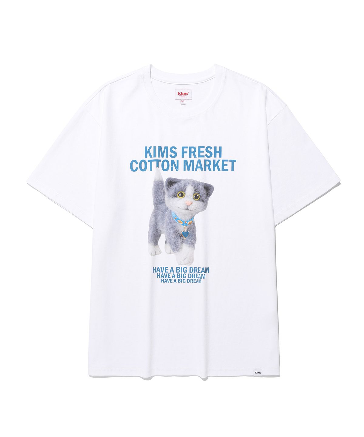킴스 프레시 코튼 마켓(KIMS FRESH COTTON MARKET) (Unisex) Mad Eyes Cat Tee White