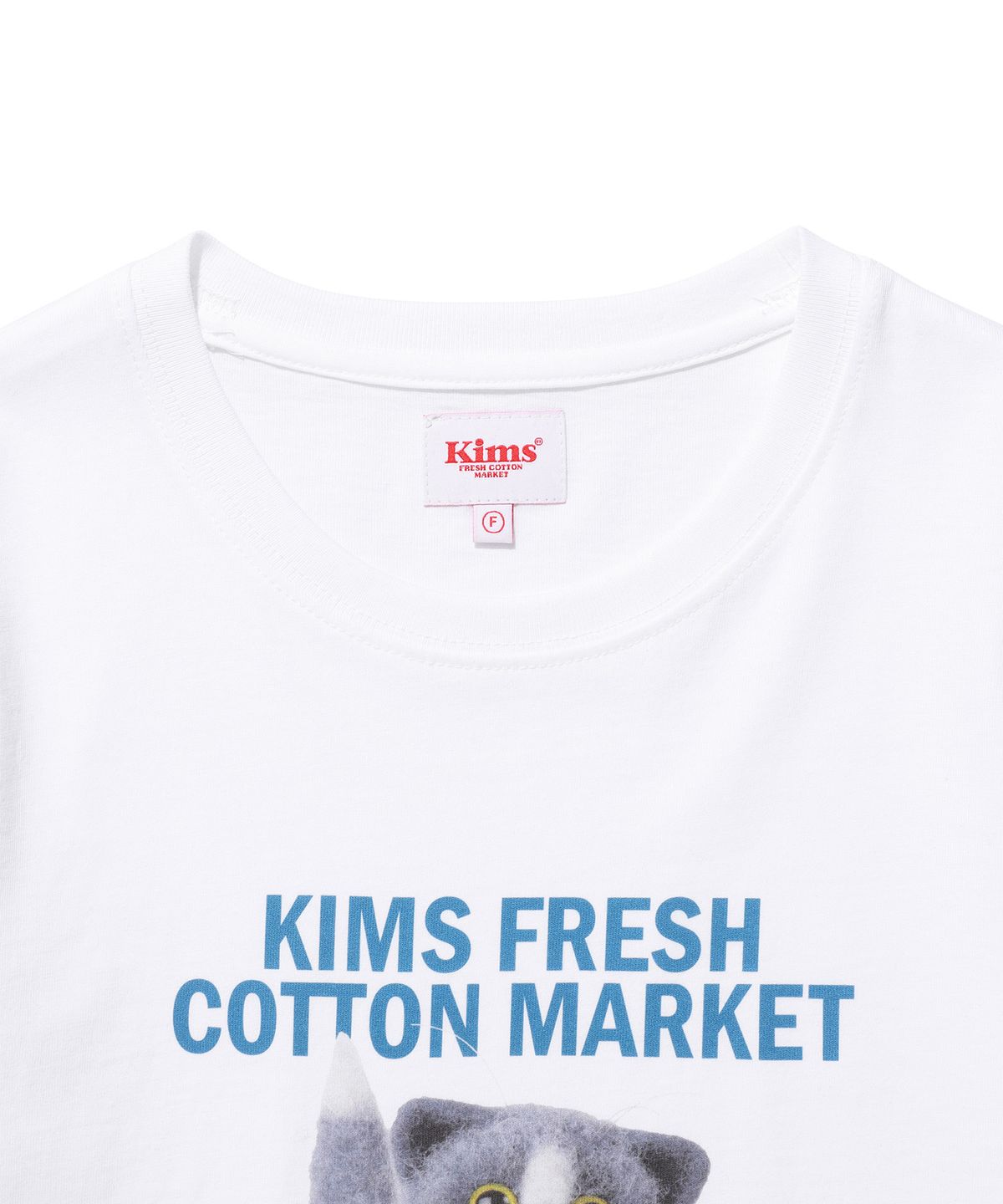 킴스 프레시 코튼 마켓(KIMS FRESH COTTON MARKET) (Unisex) Mad Eyes Cat Tee White