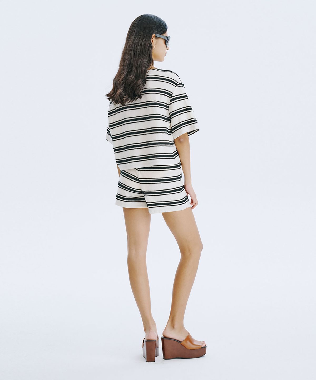 분더캄머(WNDERKAMMER) Stripe Jacquard Knit Shorts_Cream