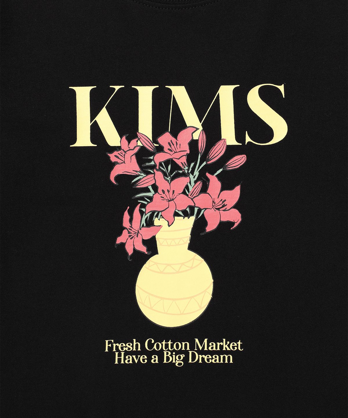 킴스 프레시 코튼 마켓(KIMS FRESH COTTON MARKET) Vase Cartoon Tee Black