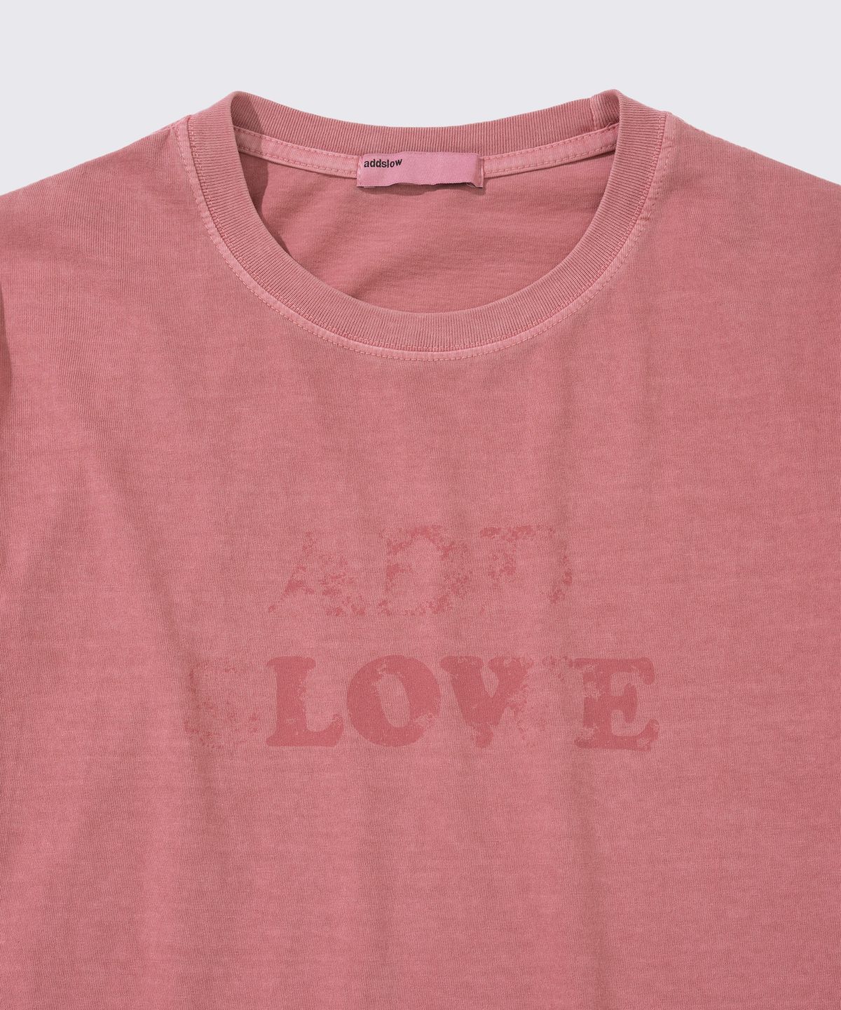 애드슬로우(ADDSLOW) Vintage Washed LOVE T-Shirt (Dust Pink)